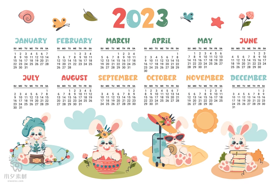 2023兔年新年春节新春品牌日历台历挂历模板AI矢量设计素材源文件【177】